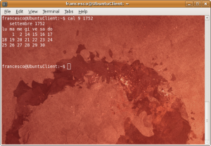 calendario_9_1752 Terminale Linux con cal 9 1752