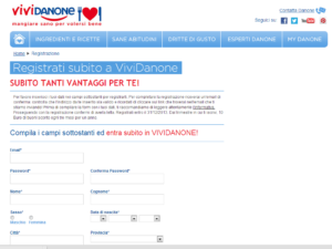 Registrazione Vividanone.it Buoni sconto da 40€ - step 2
