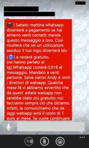 Whatsapp a pagamento, il messaggio